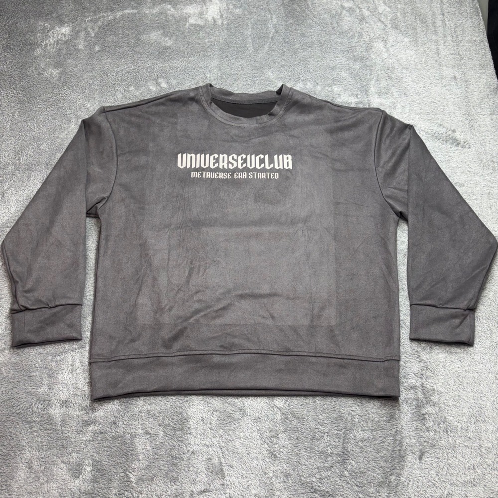Universeuclub Sweatshirt Mens XL‎ Gray Good Metaverse Era Embossed Angel Wings